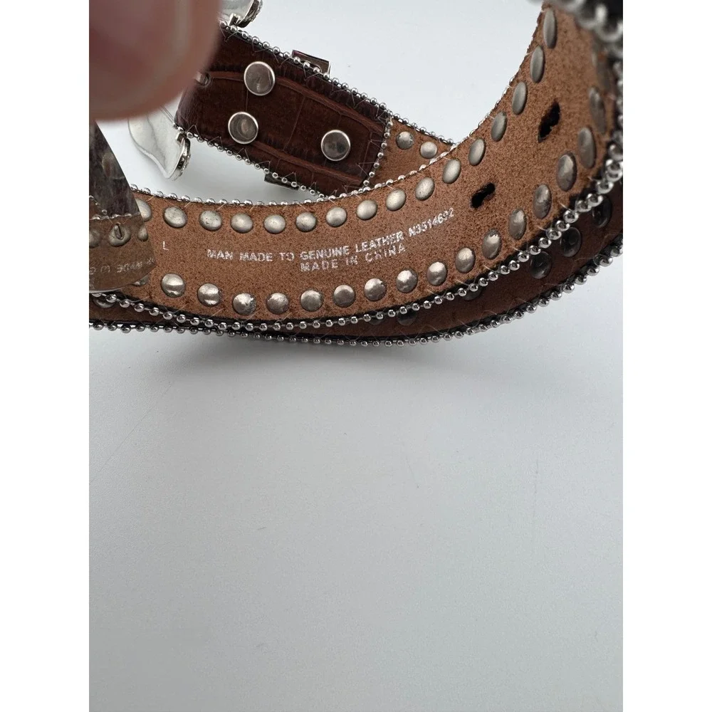 Blazin‎ Roxx Brown Genuine Leather Rhinestone Embellished Western Belt Size L